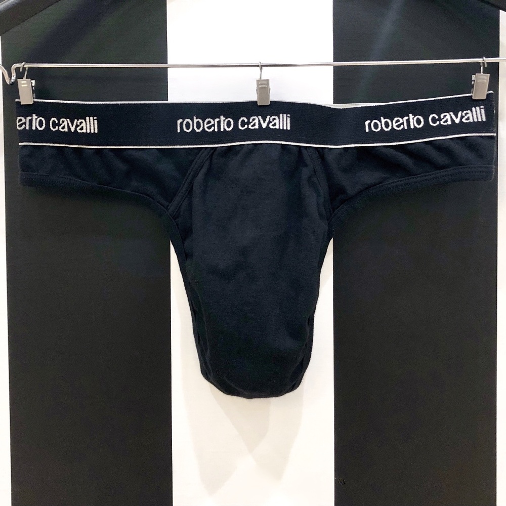 Men's Authentic Roberto Cavalli Black Thong Brief